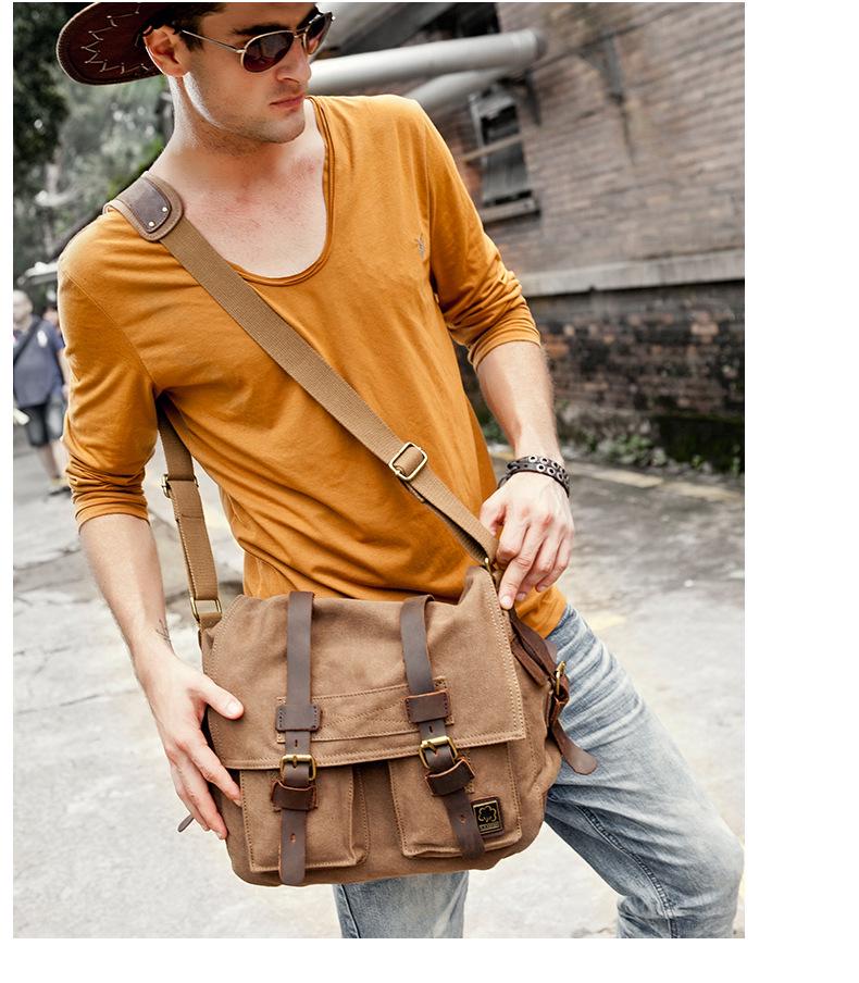 Men's Seven-Color Cotton Canvas Crossbody Bag - Student & Outdoor Casual Messenger Style