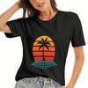 Sunset Cityscape Cotton T Shirt, Premium Cotton Graphic, Durable, Casual And Stylish, Ready And Relax Sunset View Tee, Fashionable City Silhouette To