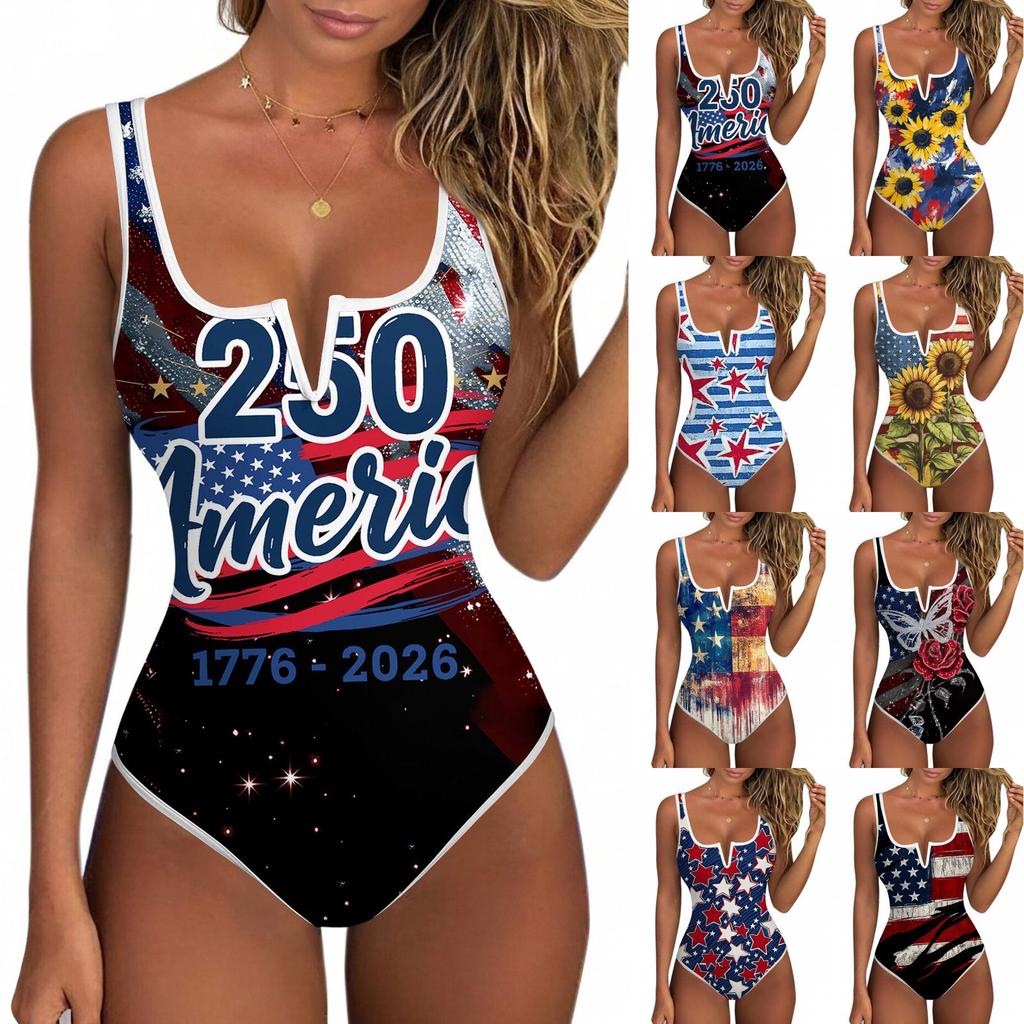 Women's Color-Blocked One-Piece Swimsuit With A Sexy V-neck
