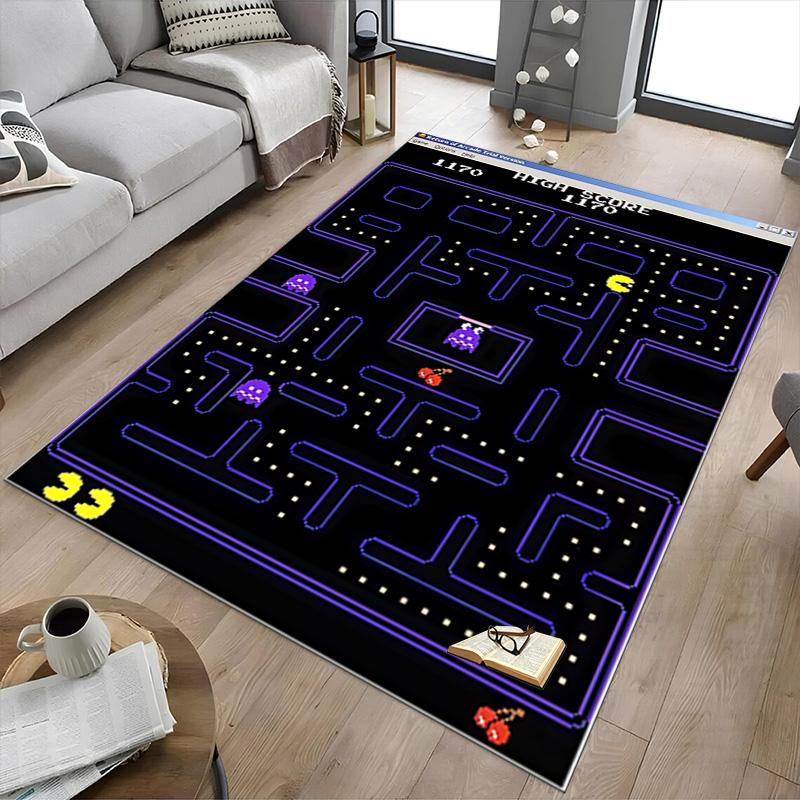 1pc Pacman Classic Gameplay Carpet for Playroom Bedroom Living Room Sofa Home Decor,kids Game Area Rug Non-slip Floor Mat Y730146