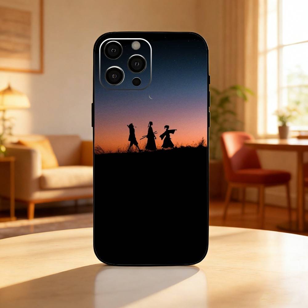 Anime S-Samurai C-Champloo Phone Case For iPhone17,16,15,14,13,12 Plus,Max Soft Silicone Black Cover