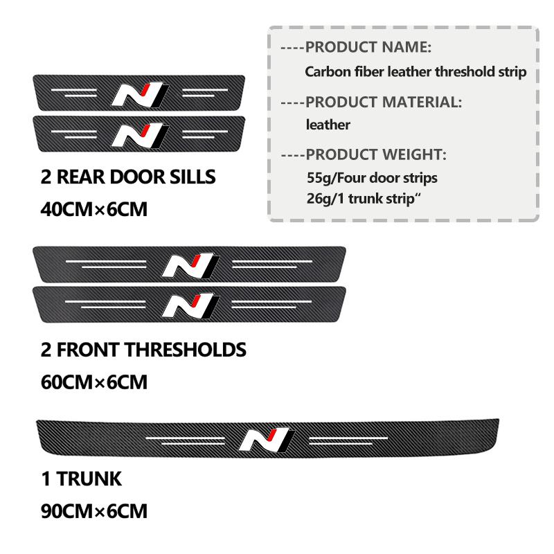 For Hyundai New Car Door Sill Plate Sticker Anti-scratch Strip Trunk Protection Decals N Line Tuscon NX4 I20 I30 I10 Sonata HH52