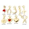 1 Stuk Messing Bedels 18K Verguld Met Veersluiting Hart Hoefijzer Hangers Voor DIY Ketting Armband Sieraden Maken