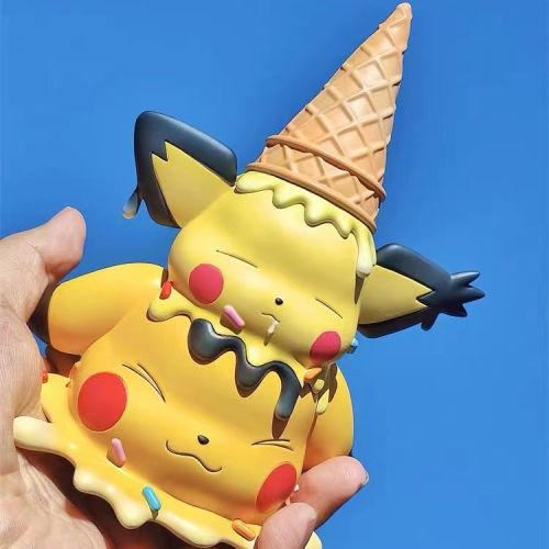 Anime Cartoon Pokmon Ice Cream Series Hand Figure Cone Pikachu Doll Model Psyduck Desktop Ornament Children's Toy Gifts