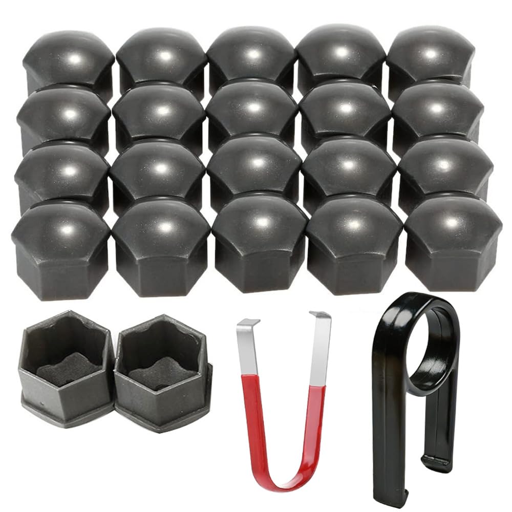 

Kiligen 22 шт. Автомобильные короткие гайки Легкие колесные гайки Комплект для украшения колес Крышка гайки 19mm серый