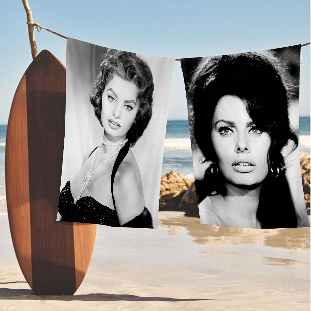 Modern Fashion Star Sophia Loren Microfiber Beach Towel Absorbent Quick Dry Soft Yoga Swimming Resort Mountain Climbing Towel