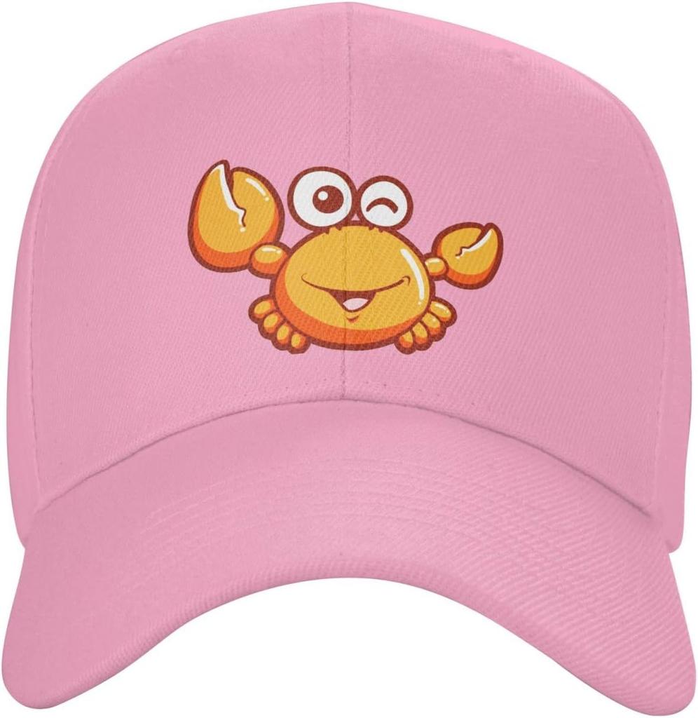 Cute Winking Crab Graphic Polyester Trucker Hat Casual Outdoor Unisex Baseball Cap