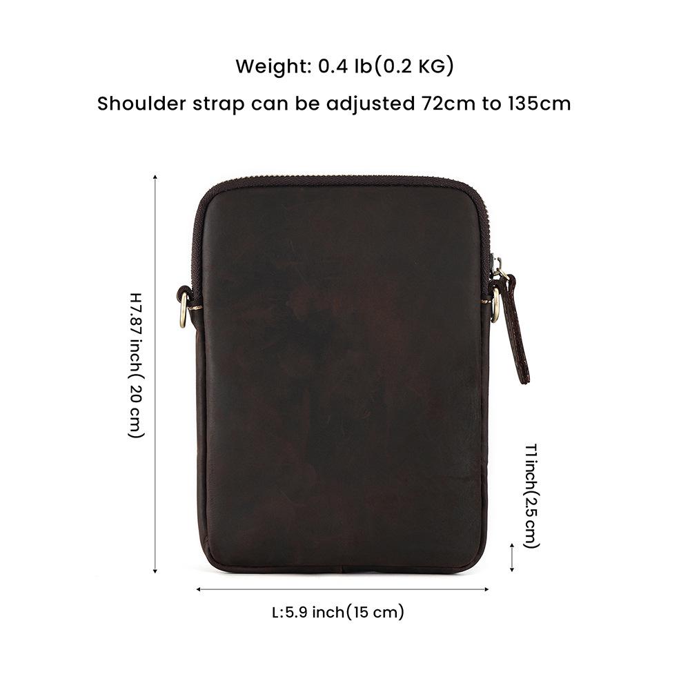 Men's Crazy Horse Leather Shoulder Bag - Genuine Cowhide Crossbody, Casual Summer Messenger Backpack