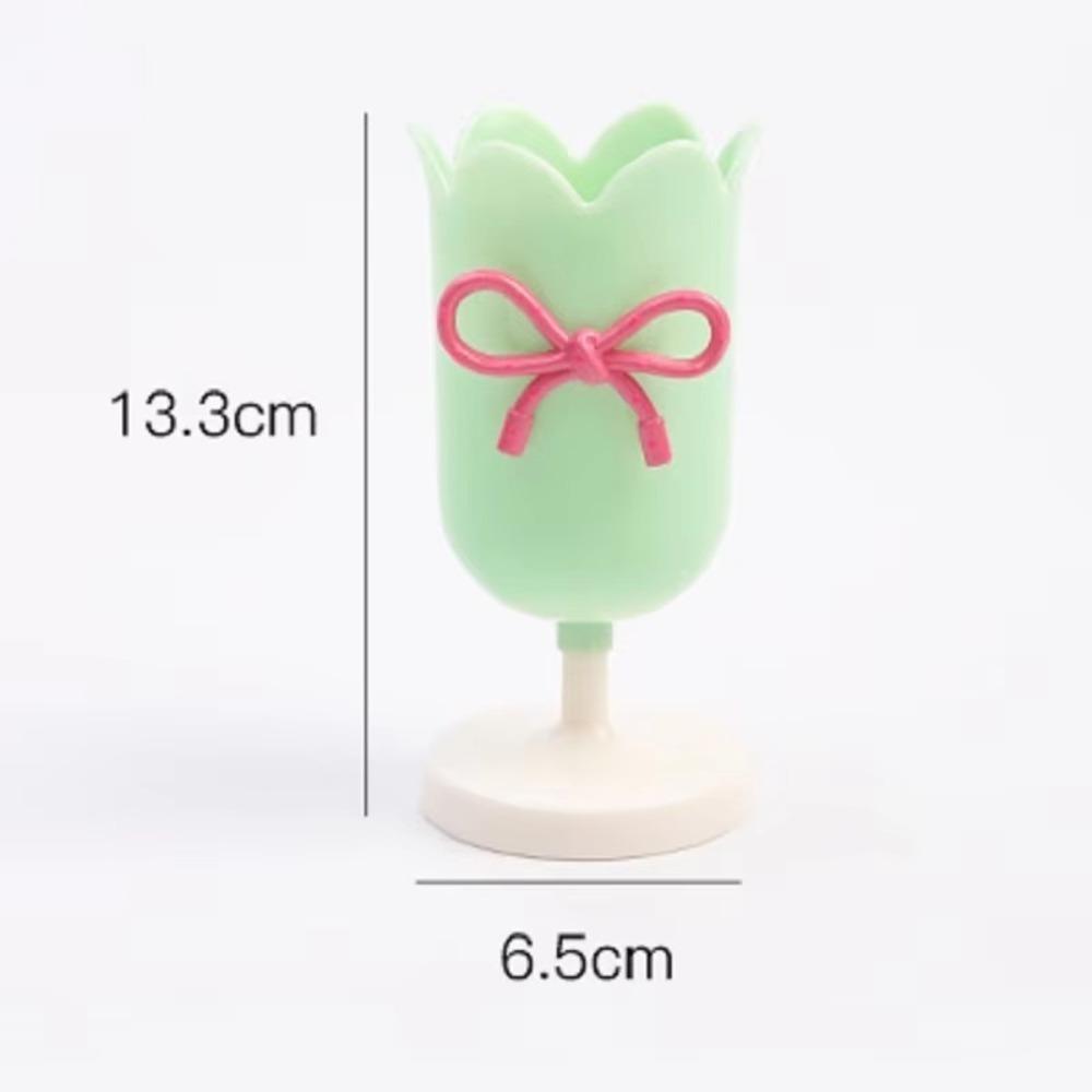 

3D Тримач для ручок у вигляді банта Декор Орнамент Чашка для зберігання пензлів для макіяжу Нове Відро для зберігання тюльпанів Green（Bow Color Random）
