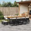 Vidaxl 13-Cz. Garden Furniture Set, Cushions, Black, Rattan PE