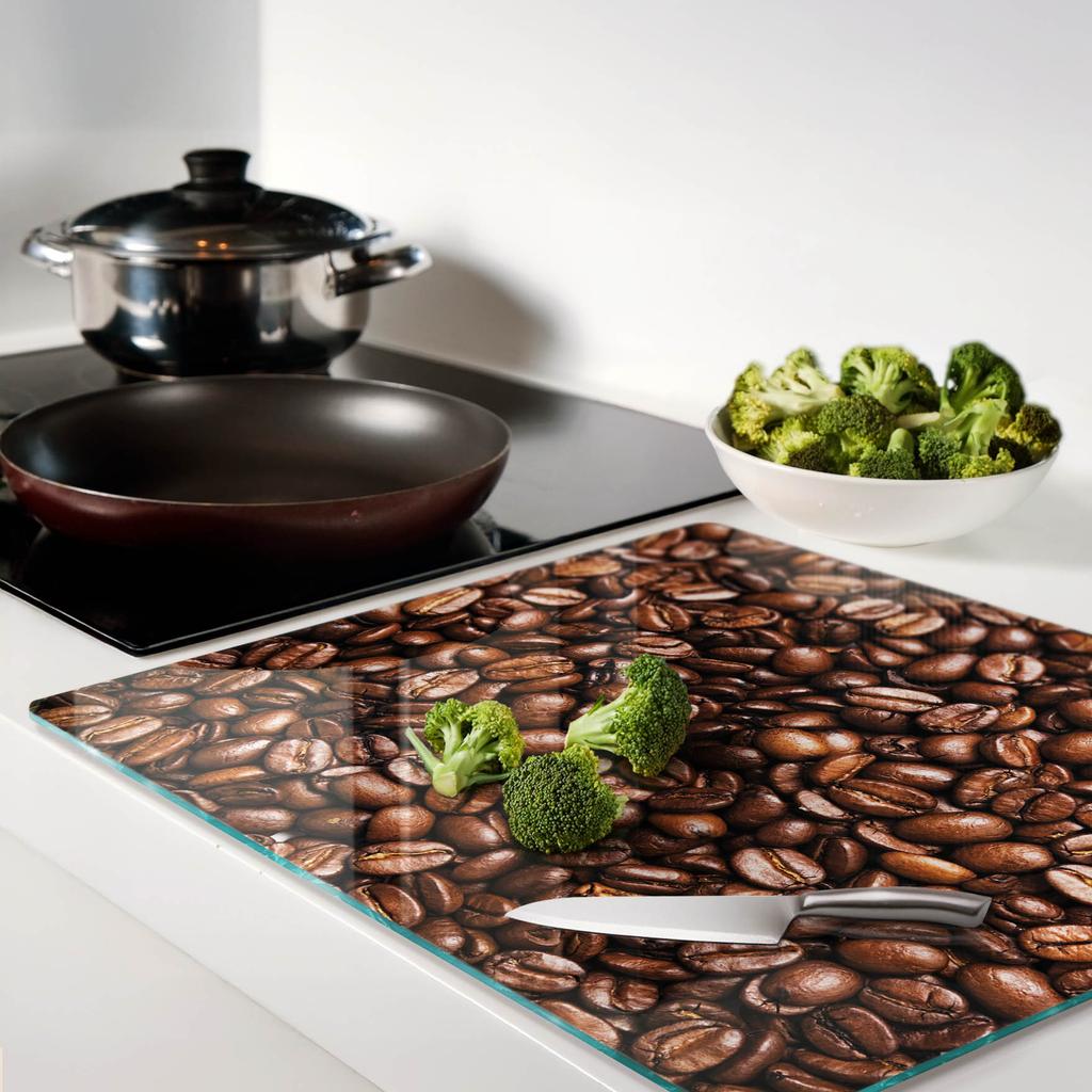 Durable and Stylish Glass Kitchen Backsplash with Coffee Bean Pattern 60X52 Cm
