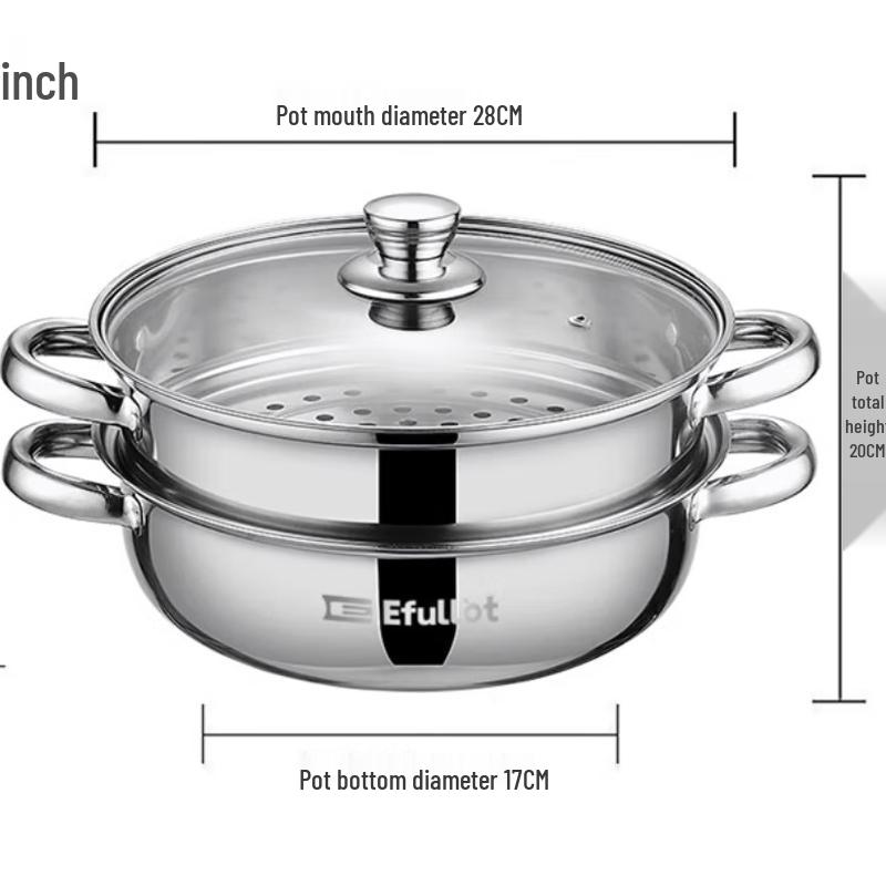 EFULLOT EFSS-S012 Double-Layer Steaming Pot, 28cm