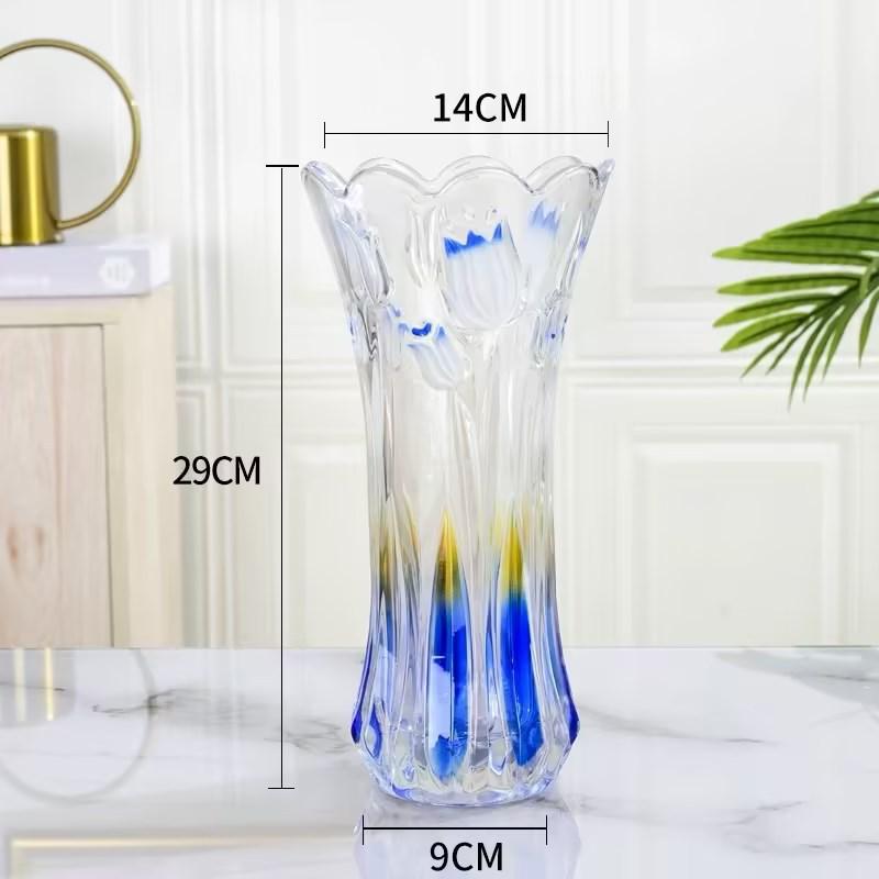 Luxuriöse, leicht transparente Glasvase für frische Blumenarrangements – Kreative hydroponische Heimdekoration