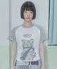 VIDEO JOCKEY [Boundary X Video Jaki] Dot Cat Crop T-Shirt [Melange Gray]