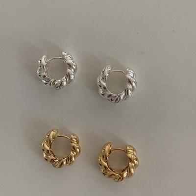 Braided Hong Kong Style Gold Circle Retro Earrings for Women - High-End 2021 Design