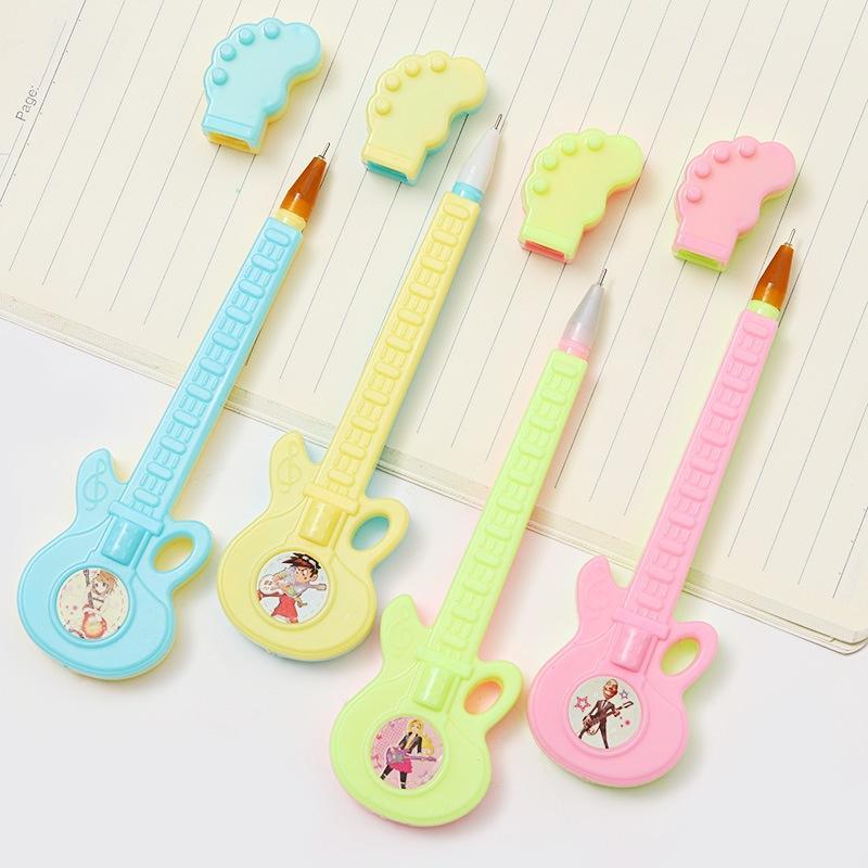 Cartoon Creative Instrument Gel Pen Guitar Black Water Pen Office Pen Student Stationery Random 3pcs