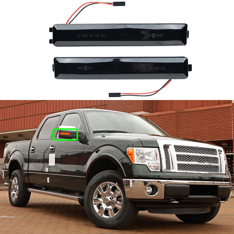 2Pcs LED Dynamic Yellow Side Mirror Turn Signal Lights For Ford F150 F-150 2009-2014 Raptor 2010-2014 Blinker Lamp Indicator