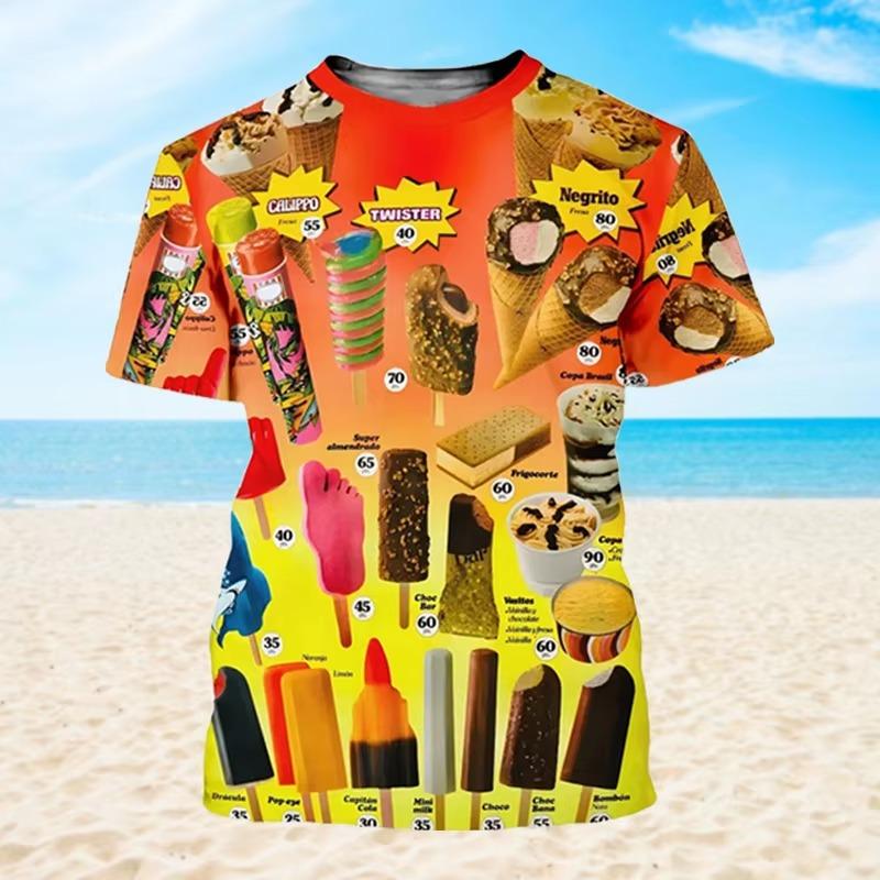Summer Ice Cream 3D Printed T Shirt For Men Clothes Casual Food Cornet T-Shirt Cold Popsicle Tshirt Ice Lolly Icecream Tee S