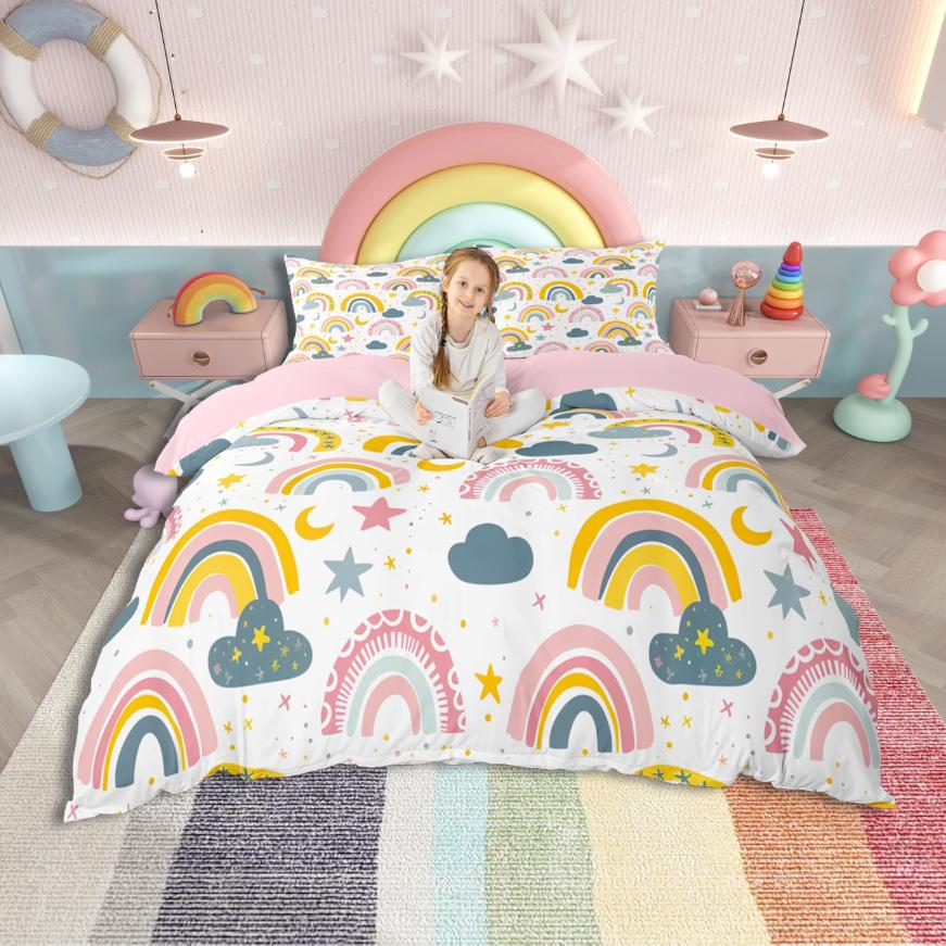 Homewish Kawaii Axolotl Duvet Cover SetCartoon Animal Bedding SetColorful Splash Ink Bed Set For Girls