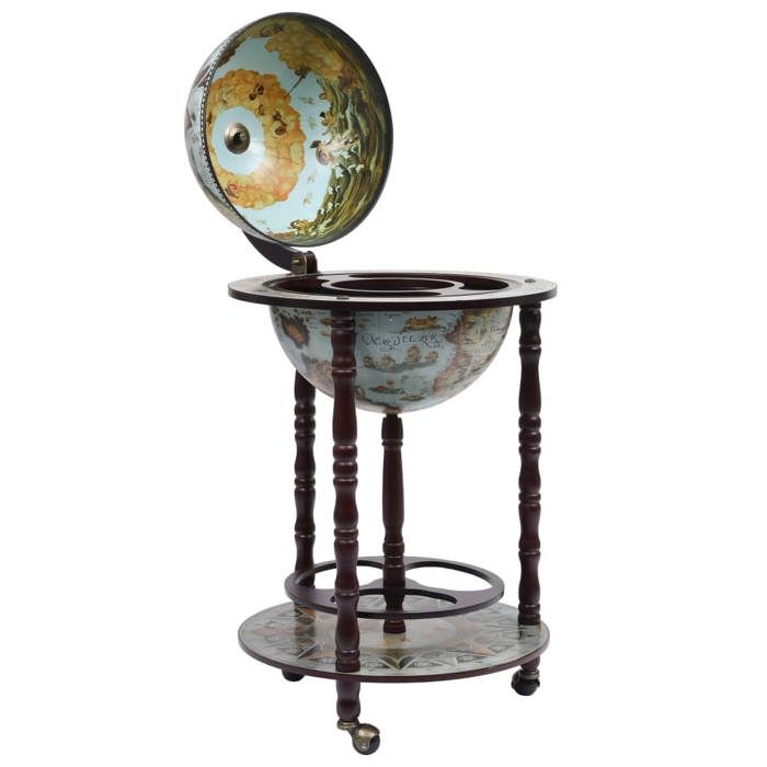 VidaXL Bar sous forme de globe Bois d'eucalyptus Bleu 320905