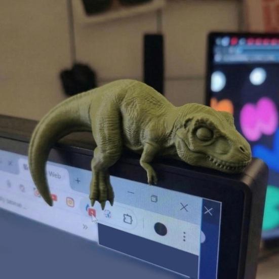 Yousheng Funny Dinosaur Ornaments, Decorative Lying Dinosaur Figurine, 3D Computer Monitor Dinosaur Ornament for Home Office