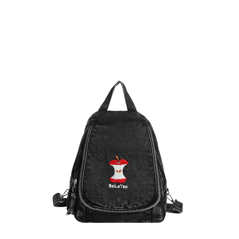 Джинсовый Ретро Мини Рюкзак для Женщин Высококачественная Винтажная Сумка через Плечо Конвертируемый Дневной Рюкзак Дизайнерский Повседневный Модный Рюкзак чёрный