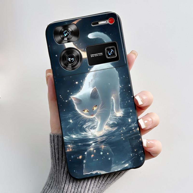 Cute Case For ZTE Nubia Z60 Ultra 5G Capa Fundas Printing Shells Protective Back Cover Soft Silicone Cartoon Black Casing Coque