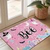 1pc Pink Halloween Rug BOO Spider Web Ghost 3D Print Non-slip Rug Entrance Door Mat for Home Living Room Bedroom Halloween Decor