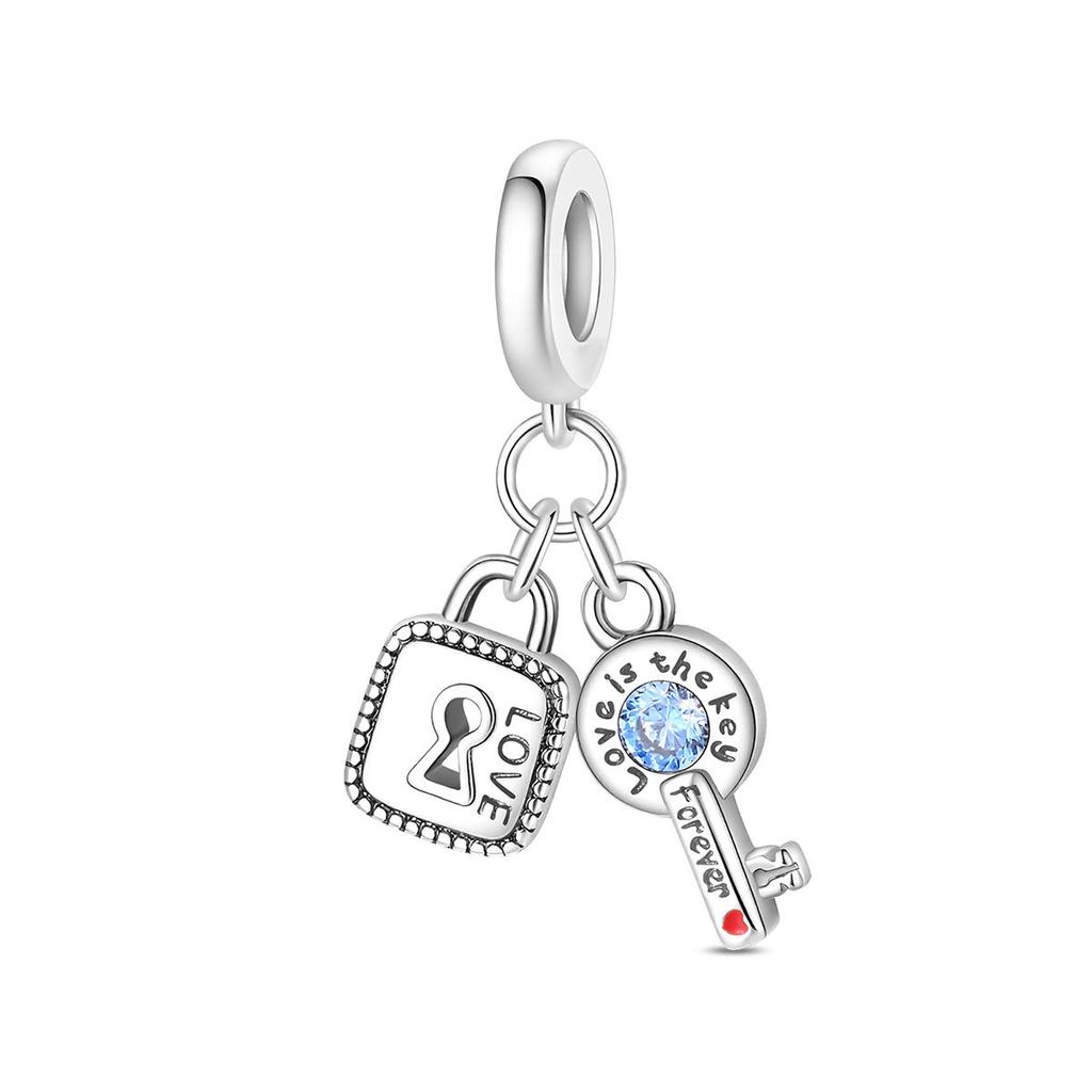 Charming Lucky Charm Key Heart Lock Beaded Bracelet Accessory