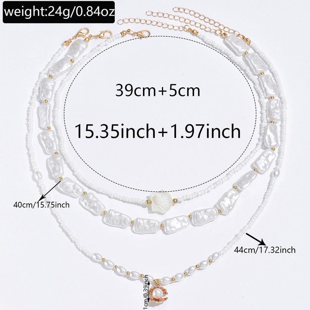Pearl Shell Multilayer Necklace With Handmade Design For Women