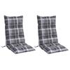 High Back Seat Cushions 2 Pcs Grey Checkered Pattern Oxford Fabric