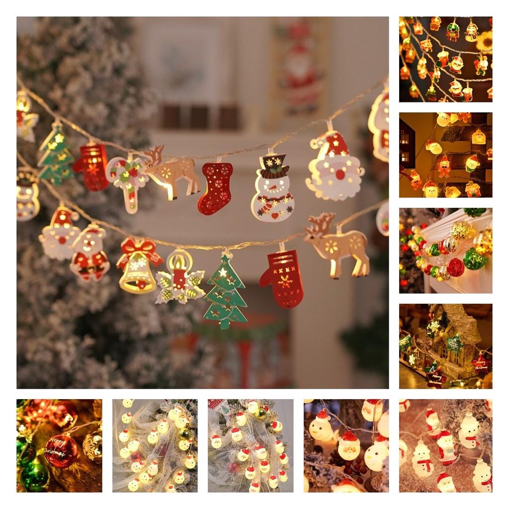 Colorful Led String Lights For Christmas Featuring Santa Snowman And Reindeer Designs