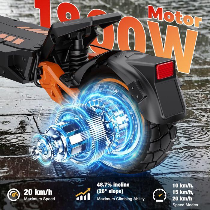 RCB D7 MAX ABE Version allemande Trottinette électrique pliable 52V 27Ah 80-100km 10" pneus tubeless 1800W*2 ABS NFC APP