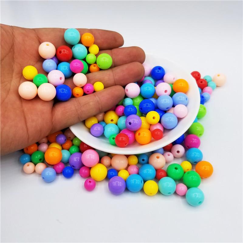 8mm 100/500szt. Solidne Akrylowe Plastikowe Koraliki Rzemieślnicze Prosty Otwór Kolory Cukierkowe dla Dzieci DIY Tworzenie Biżuterii Rzemiosło Akcesoria