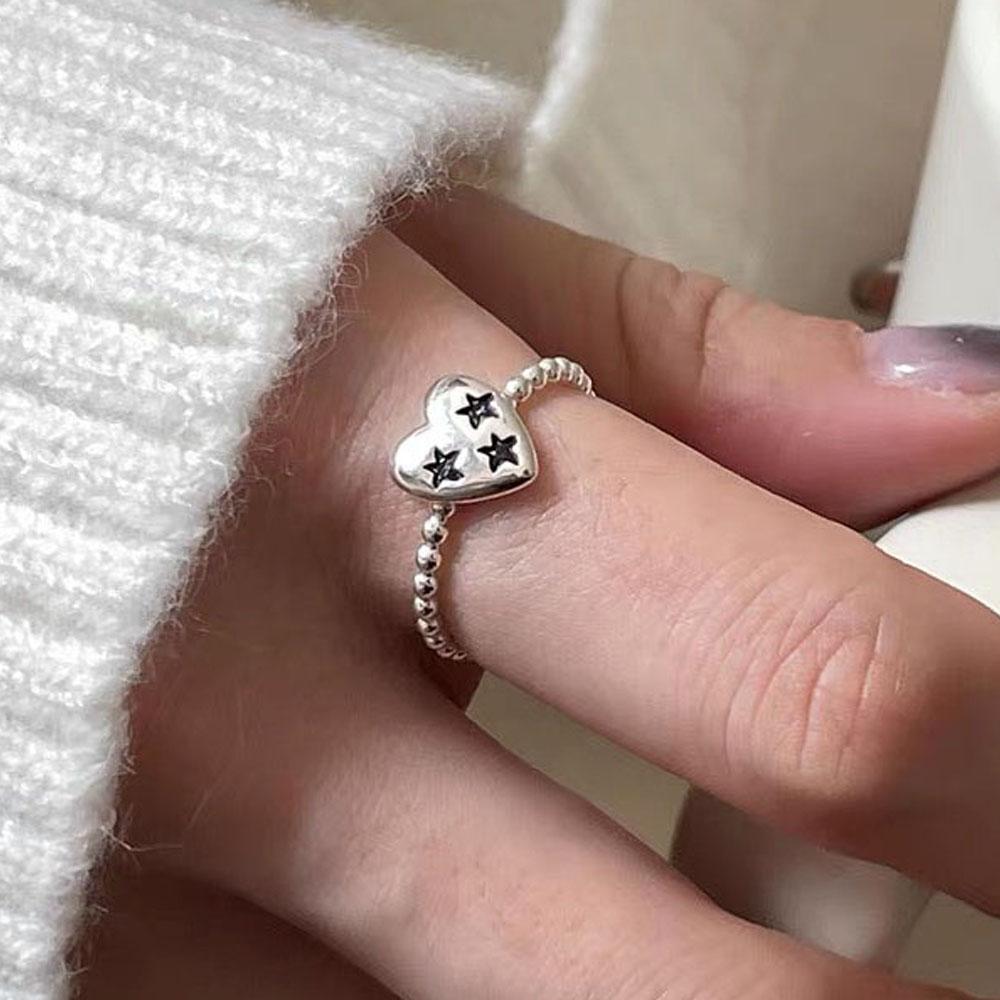

BF CLUB 925 Sterling Silver Rings For Women Girl Female Open Minimalist Retro Stars Ring Creative Anillos Bague Fine Jewelry resizable