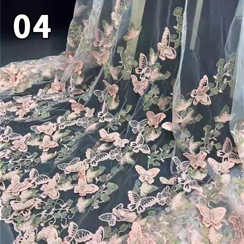 3D Butterfly Embroidery Fabric Hand-embroidered Cloth For Diy Sewing Wedding Dress Water-soluble Mesh Embroidery Lace Fabric