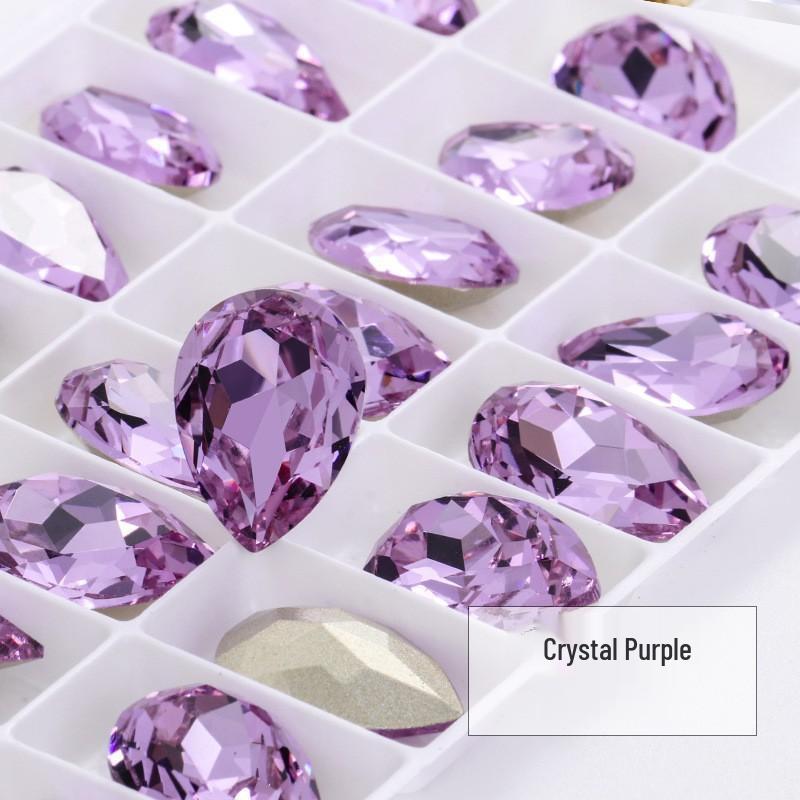 High-Grade K9 Teardrop Rhinestone DIY Jewelry Accessory - Silver-Plated Base with Irregular Crystal Glass Drill, Pointed Bottom