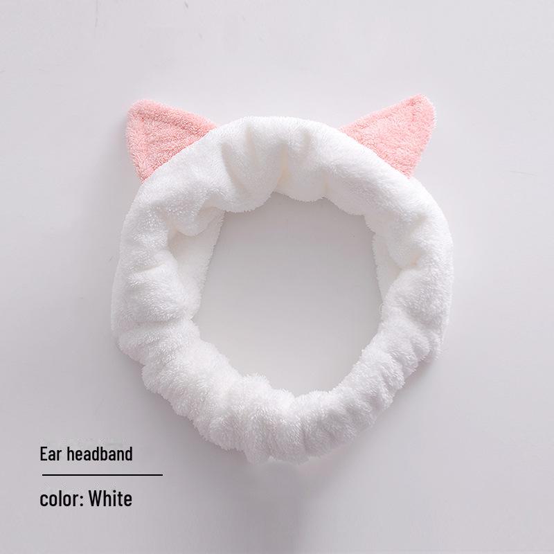 Women's Quick-Dry Coral Fleece Bath Wrap with Buckle, Hair Cap, and Cute Makeup Headband