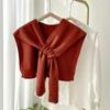 Koreaanse effen kleur nekbeschermer sjaal dames gebreide warme sjaal winter wol blouse schouders nep kraag cape geknoopte sjaal Q36