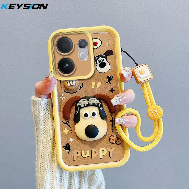 

KEYSION Shockproof Case for VIVO V60 with Lanyard Soft Silicone Cute 3D Cartoon Doll Phone Back Cover for VIVO V60 5G for VIVO V60