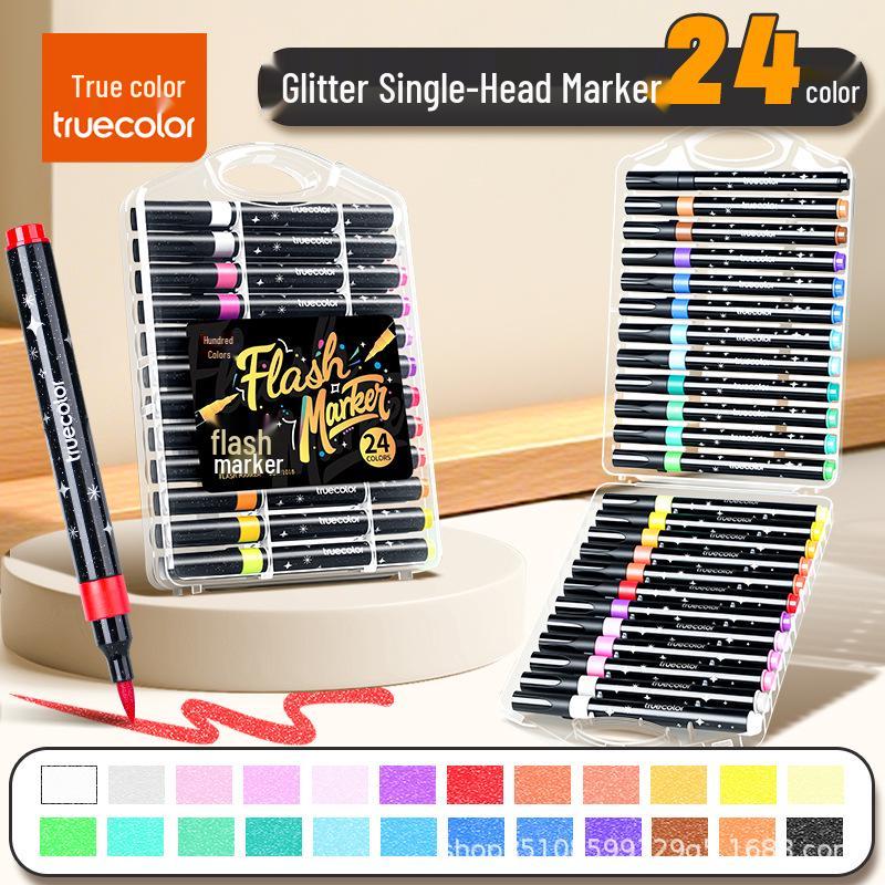 True Color Double-Ended Soft Tip Watercolor Marker for Kids - Black Box Doodle Pen