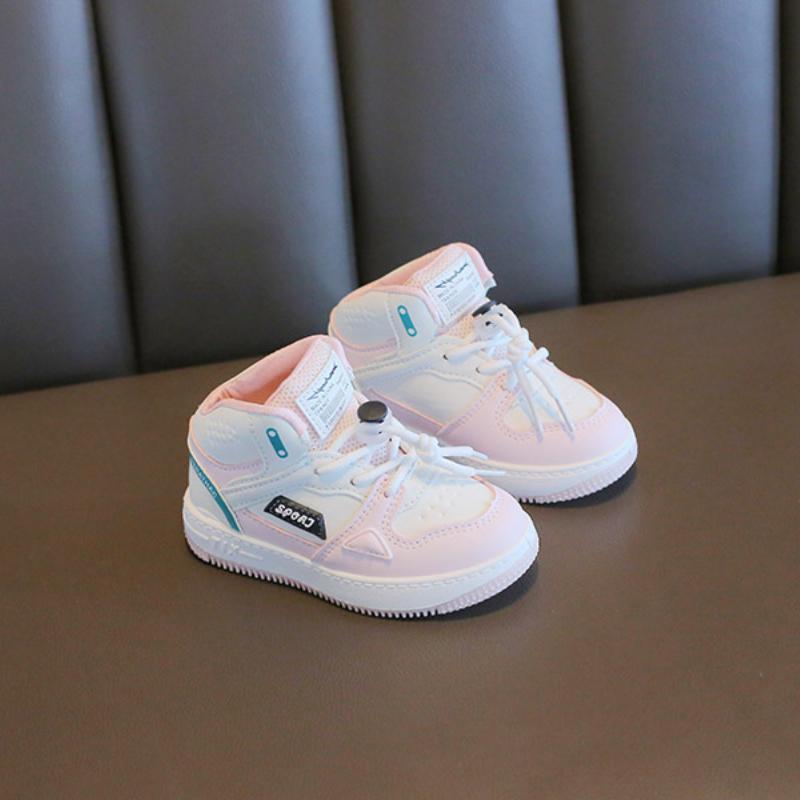 

Дитяче спортивне взуття для весни та осені, повсякденне взуття на платформі для хлопчиків та дівчаток, дитячі баскетбольні кросівки з високим верхом для бігу 26 рожевий
