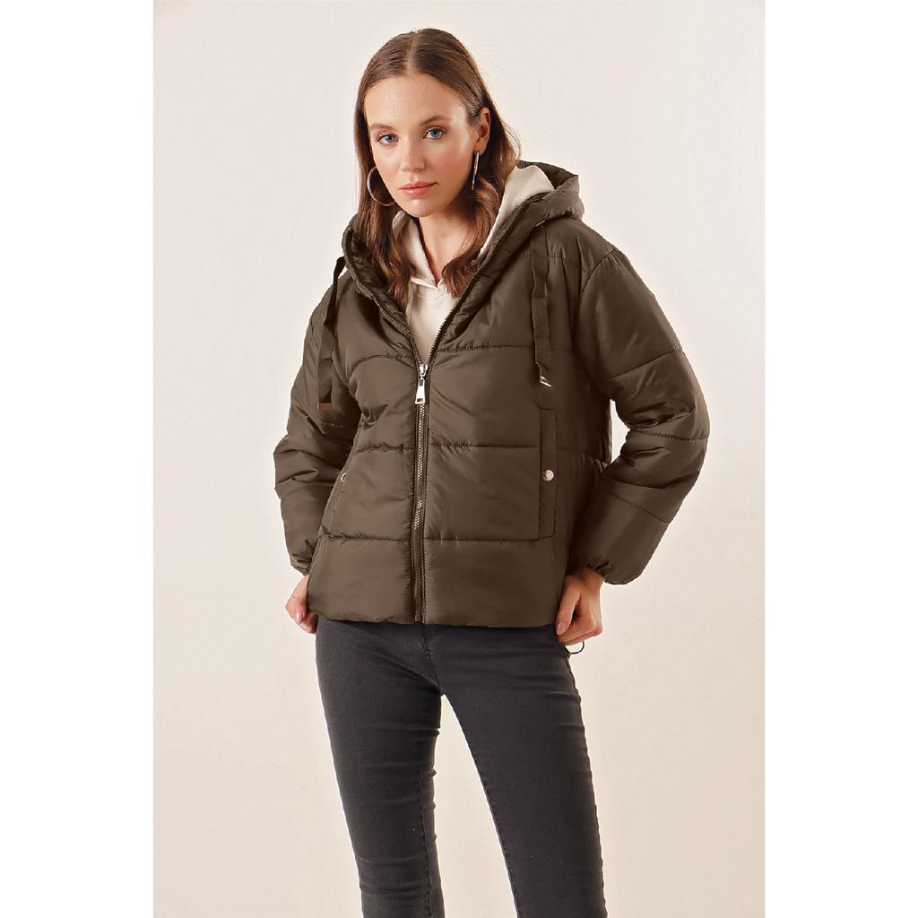 Damen-Daunenjacke mit Kapuze und Reißverschluss Y20w110-7115