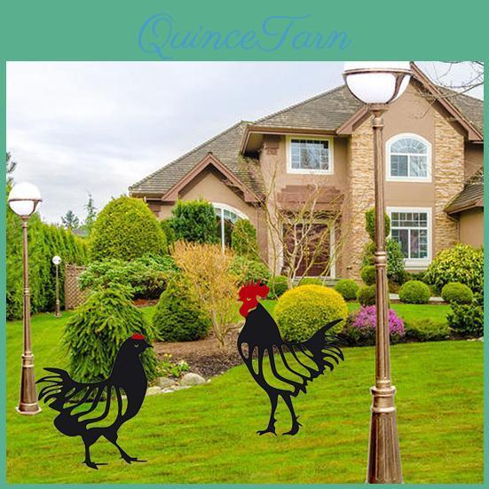 Iron Rooster Hollow Wrought Ornament Out Chickens Family Figure Chicken Yard Art Garden Metal Statue Farmhouse Decor