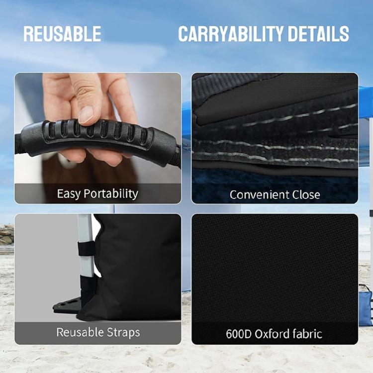 Outdoor Sand Weight Bags 4Pcs Zippers Top Sand Bags Ideal For Camping Sunshades Fixed And Beach Use
