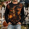 Men's Halloween Neck Long Sleeve Casual Shirt Comfortable Top for Holiday Party and Daily Wear