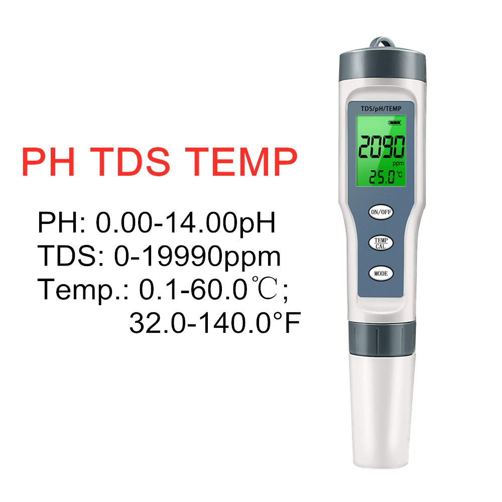 Multifunction Water Quality Tester PH/ TDS/EC /Salinity Tester LCD Digital Water Purity Temperature Meter for Pools Aquariums