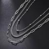 My Shape Stainless Steel Multilayer Necklaces for Women Men Fashion Clip Beads Choker Chain Party Jewelry Gifts for Boys Girls