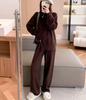 Women's Casual Knit Cardigan & Wide-Leg Pants Two-Piece Set - Autumn/Winter Collection