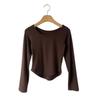 New ArrivalS Open RUn Women S Rayon Spandex U Neck Cropped Long Sleeve T ShirT
